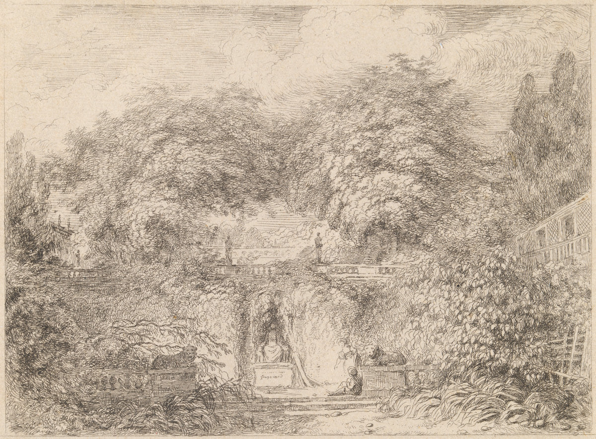 The Little Park (Le petite parc) by Jean-Honoré Fragonard (French, 1732 - 1806), 16X12"(A3)Poster Print