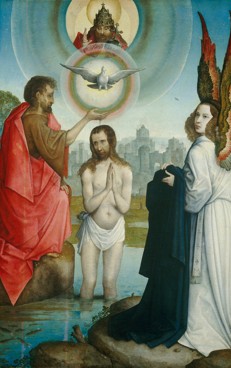 The Baptism of Christ by Juan de Flandes (Hispano-Flemish, active 1496 - 1519), 16X12"(A3)Poster Print