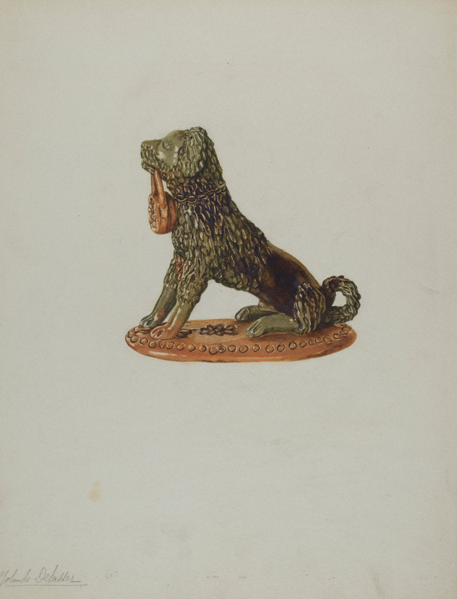 Statuette of a Dog by Yolande Delasser (American, active c. 1935), 16X12"(A3)Poster Print