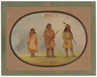 Three Delaware Indians by George Catlin (American, 1796 - 1872), 16X12"(A3)Poster Print