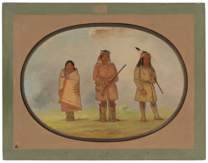 Three Delaware Indians by George Catlin (American, 1796 - 1872), 16X12