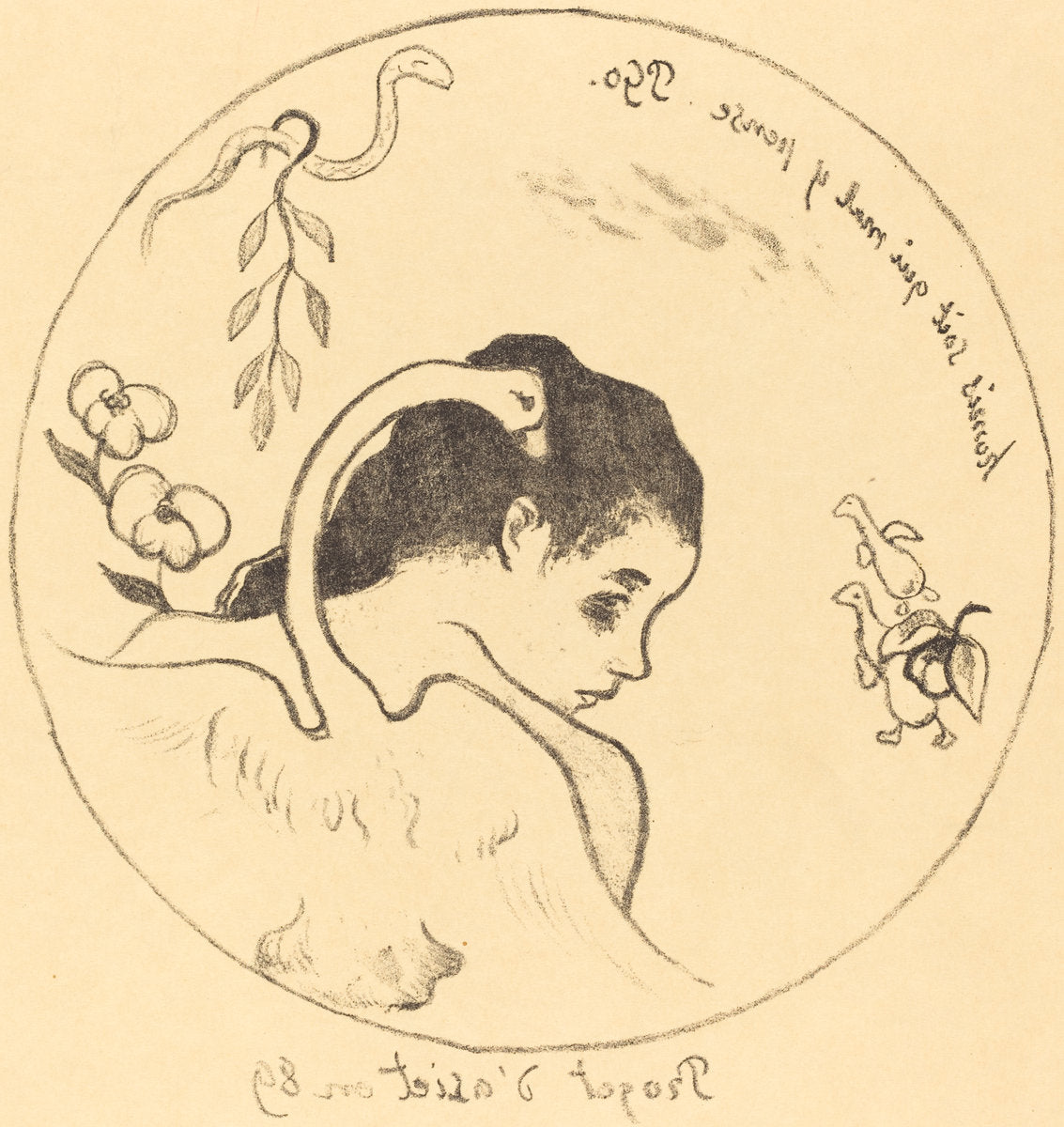 Design for a China Plate (Projet d'assiette) by Paul Gauguin (French, 1848 - 1903), 16X12"(A3)Poster Print
