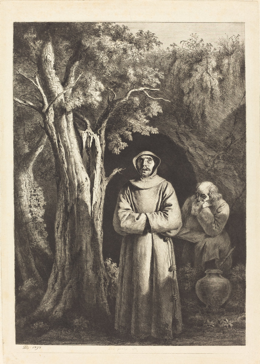 Desert Monks by Jean-Jacques de Boissieu after Francisco de Zurbarán (French, 1736 - 1810), 16X12"(A3)Poster Print