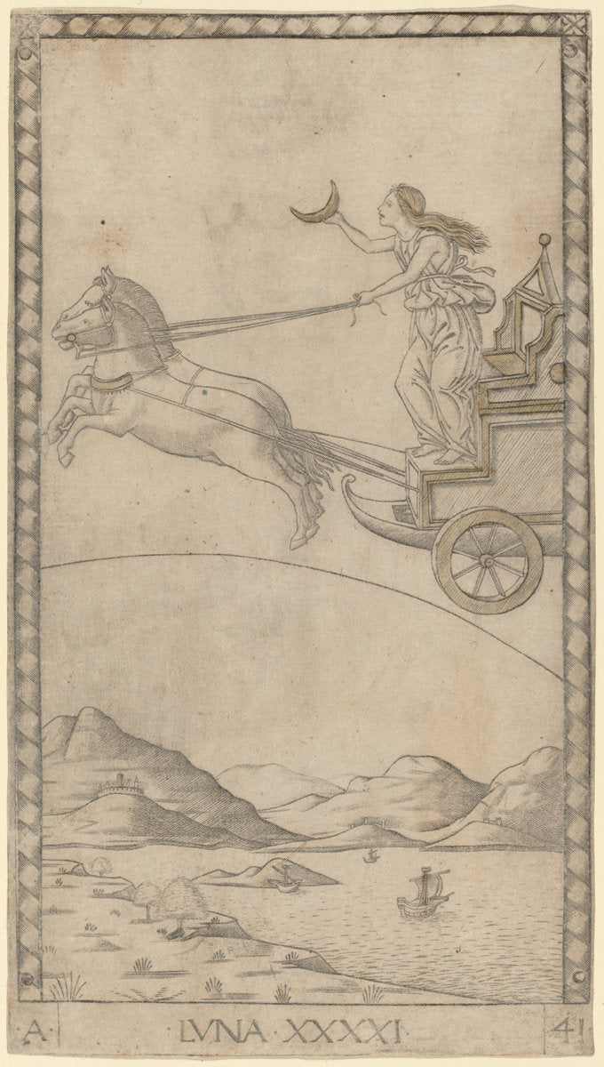 Luna (Moon) by Master of the E-Series Tarocchi (Italian, active c. 1465), 16X12"(A3)Poster Print