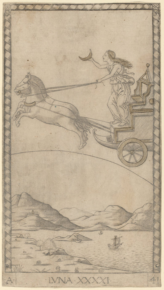 Luna (Moon) by Master of the E-Series Tarocchi (Italian, active c. 1465), 16X12"(A3)Poster Print