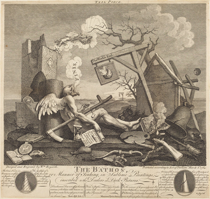 Tailpiece , or The Bathos by William Hogarth (English, 1697 - 1764), 16X12