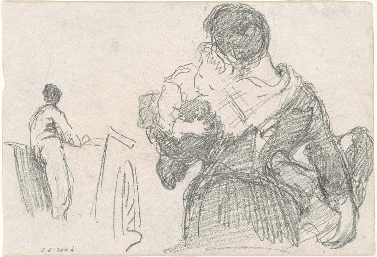 Mother and Child [recto] by John Singer Sargent (American, 1856 - 1925), 16X12"(A3)Poster Print