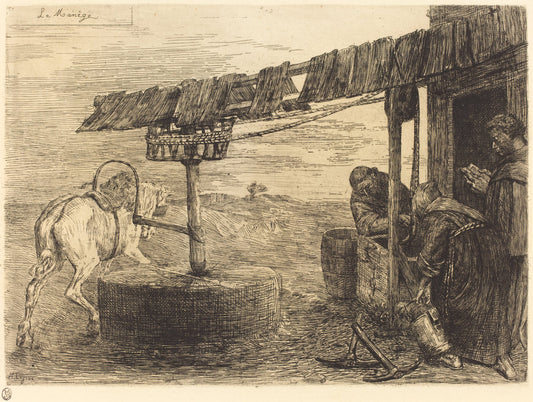 Horse-driven Mill (Le manege) by Alphonse Legros (French, 1837 - 1911), 16X12"(A3)Poster Print