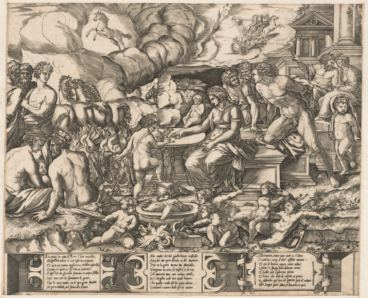 Allegory of Love by School of Marcantonio Raimondi, after Baccio Bandinelli(?) (Italian, 16th century), 16X12"(A3)Poster Print