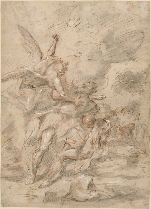 The Sacrifice of Isaac by Gaspare Diziani (Venetian, 1689 - 1767), 16X12"(A3)Poster Print