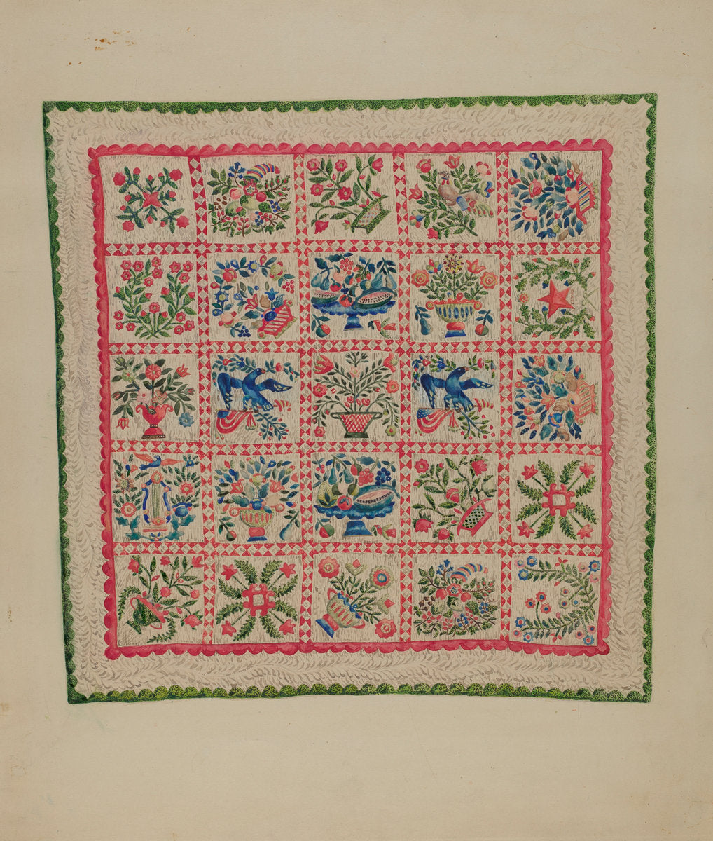 Applique Quilt by Marion Curtiss (American, active c. 1935), 16X12"(A3)Poster Print