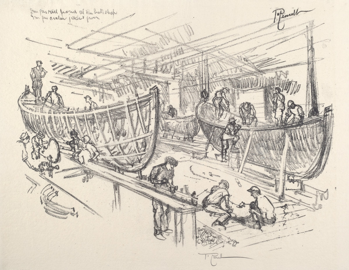 The Boat Builders by Joseph Pennell (American, 1857 - 1926), 16X12"(A3)Poster Print