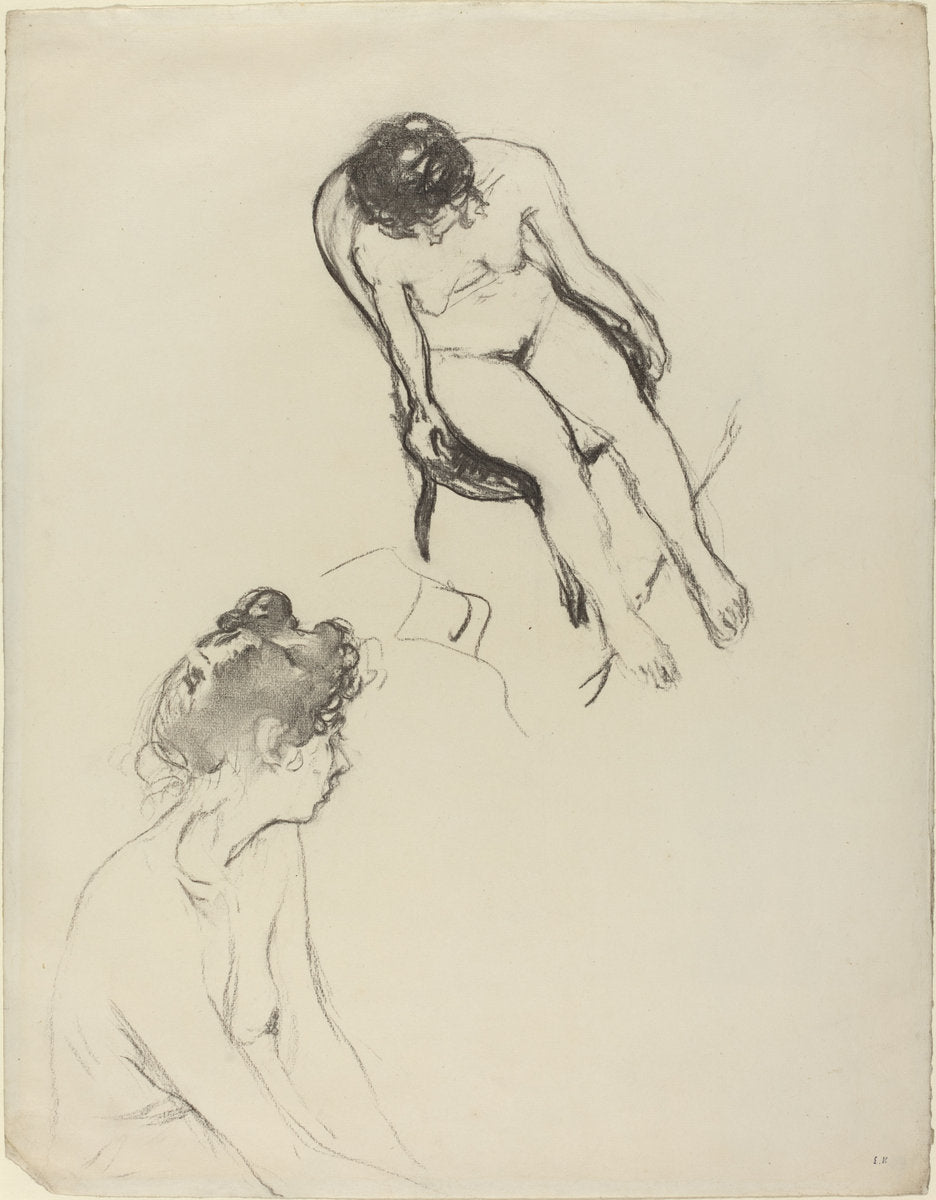 Two Nude Figure Studies by Edouard Vuillard (French, 1868 - 1940), 16X12"(A3)Poster Print