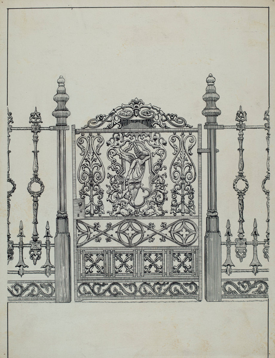 Cast Iron Gate by Lucien Verbeke (American, active c. 1935), 16X12"(A3)Poster Print