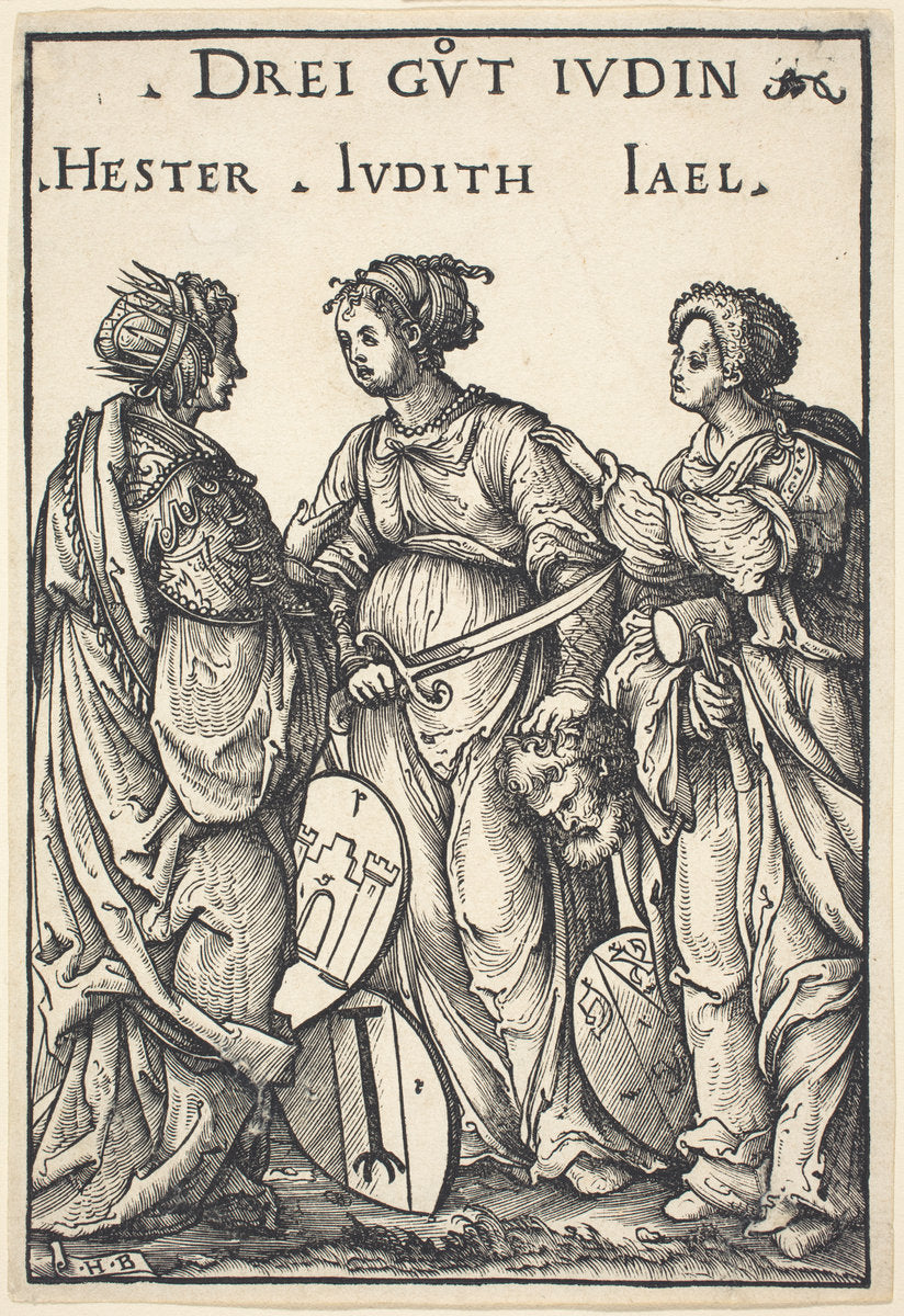 Hester, Judith and Jael by Hans Burgkmair I (German, 1473 - 1531), 16X12"(A3)Poster Print
