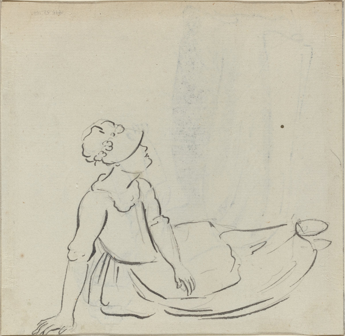 Girl with a Bonnet Reclining [verso] by Paul Sandby (British, 1731 - 1809), 16X12"(A3)Poster Print