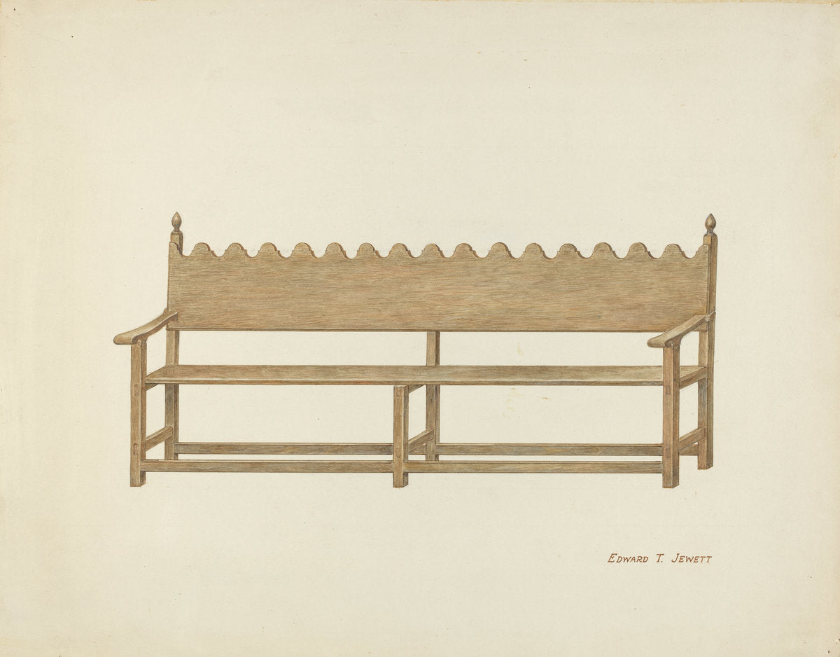 Mission Bench by Edward Jewett (American, active c. 1935), 16X12"(A3)Poster Print