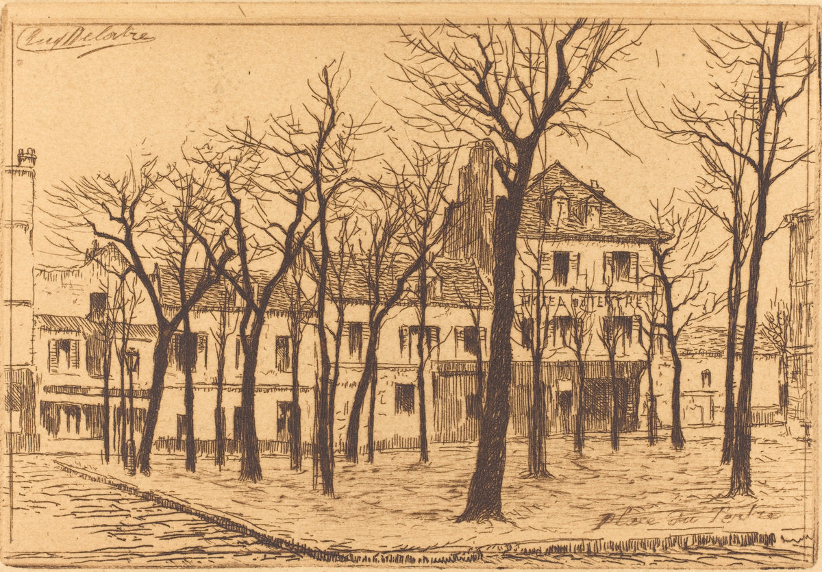 Place du Tertre by Auguste Delâtre (French, 1822 - 1907), 16X12"(A3)Poster Print