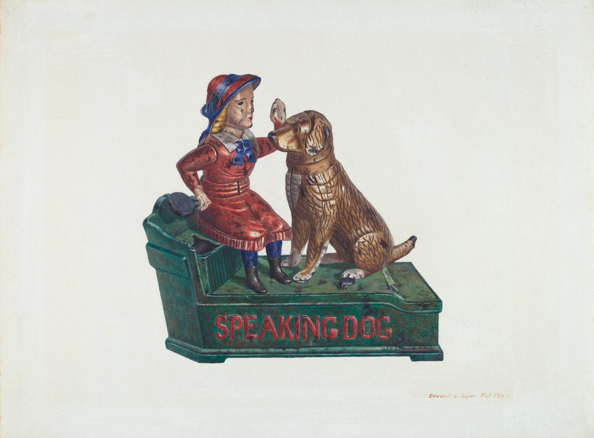 Toy Bank: Speaking Dog by Edward L. Loper (American, born 1916), 16X12"(A3)Poster Print