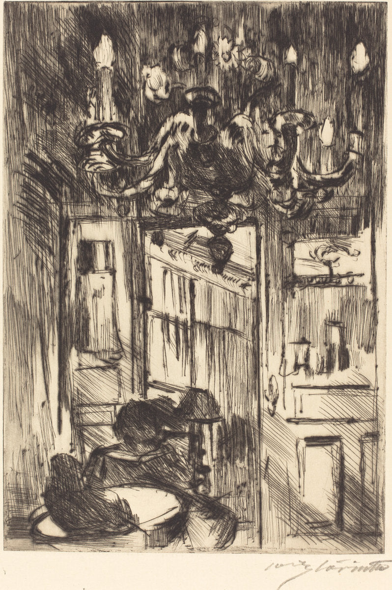 Interior (Unter dem Kronleuchter) by Lovis Corinth (German, 1858 - 1925), 16X12"(A3)Poster Print