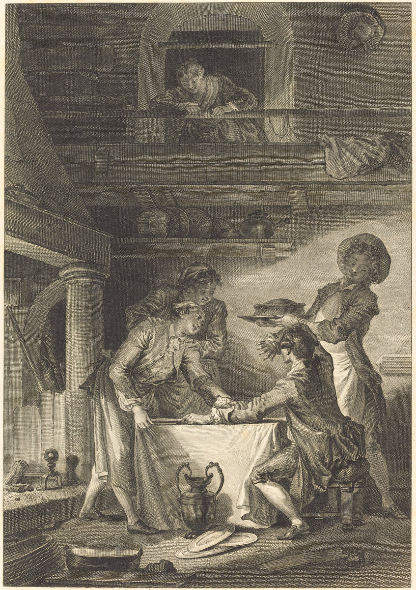 Le pate d'anguilles by Charles Emmanuel Patas after Jean-Honoré Fragonard (French, 1744 - 1802), 16X12"(A3)Poster Print
