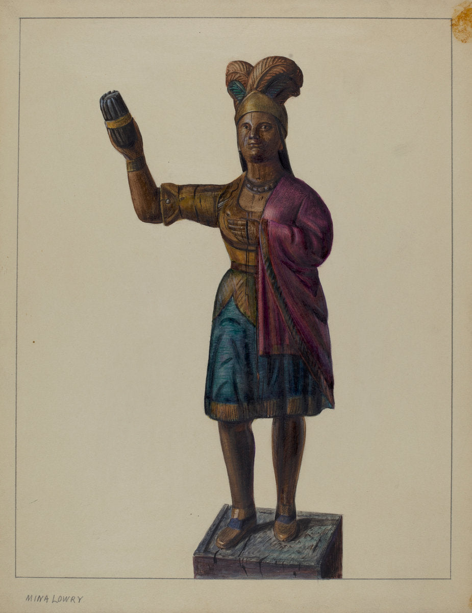 Cigar Store Indian by Mina Lowry (American, 1894 - 1942), 16X12"(A3)Poster Print