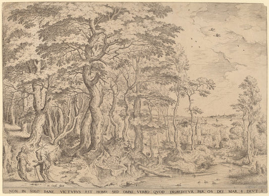 Landscape with the Temptation of Christ by Hieronymus Cock after Pieter Bruegel the Elder (Flemish, c. 1510 - 1570), 16X12"(A3)Poster Print