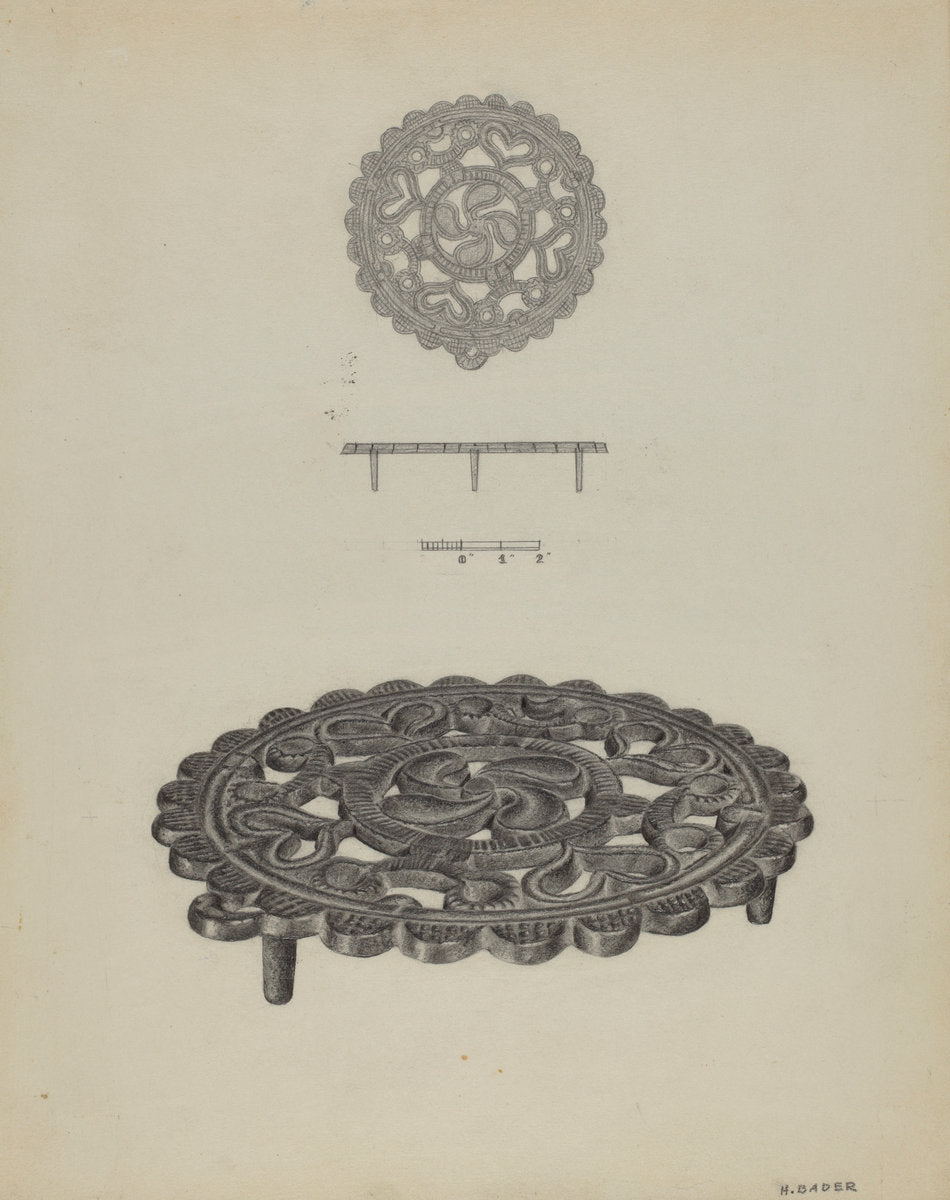 Pa. German Trivet by Herman Bader (American, active c. 1935), 16X12"(A3)Poster Print