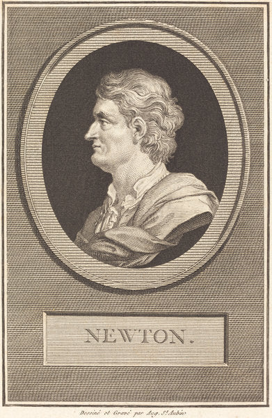 Isaac Newton by Augustin de Saint-Aubin (French, 1736 - 1807), 16X12"(A3)Poster Print