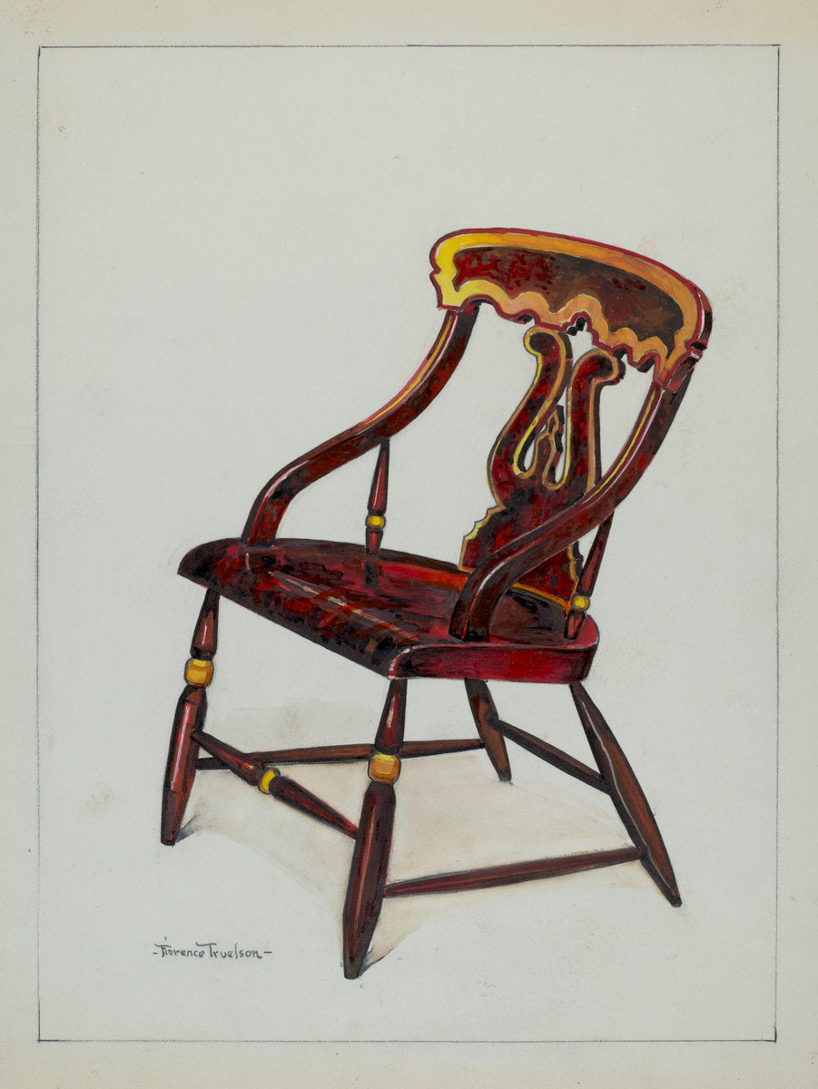 Red Pioneer Chair by Florence Truelson (American, 1901 - 1959), 16X12"(A3)Poster Print