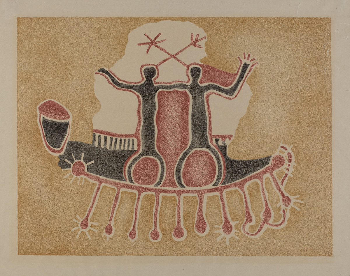 Petroglyph - Human Figures by Lala Eve Rivol (American, active c. 1935), 16X12"(A3)Poster Print