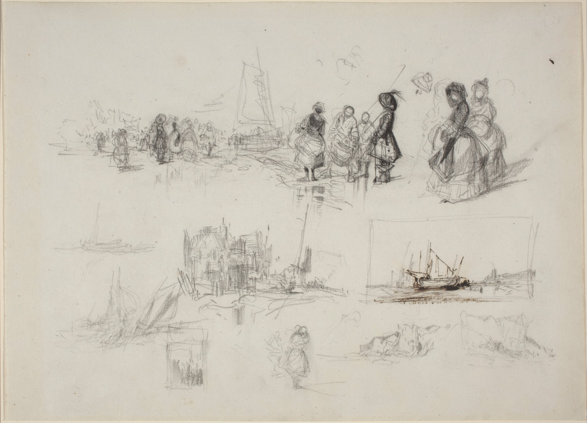 Seaside Studies by Eugène Isabey (French, 1803 - 1886), 16X12"(A3)Poster Print