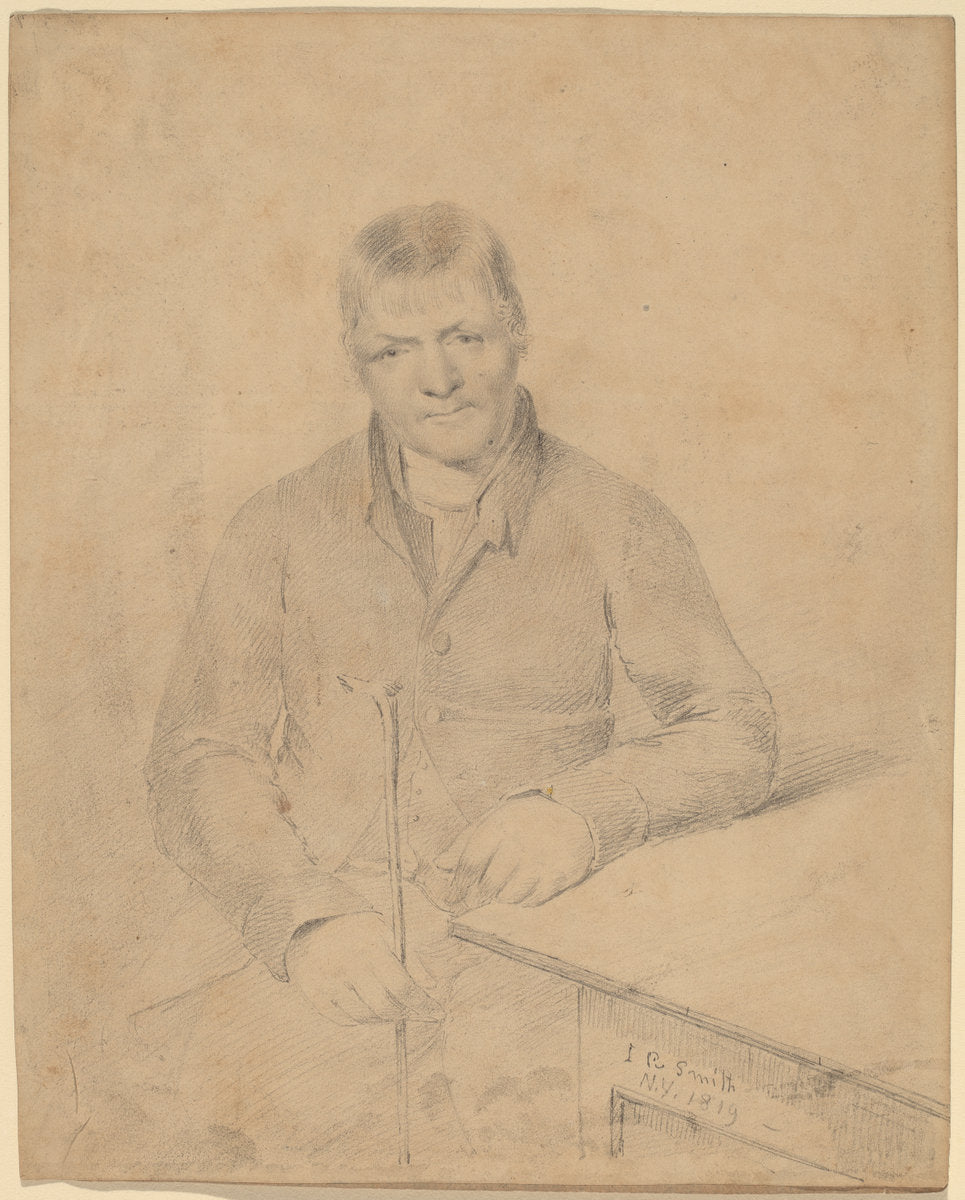 Man Seated at a Table by John Rubens Smith (American, 1775 - 1849), 16X12"(A3)Poster Print