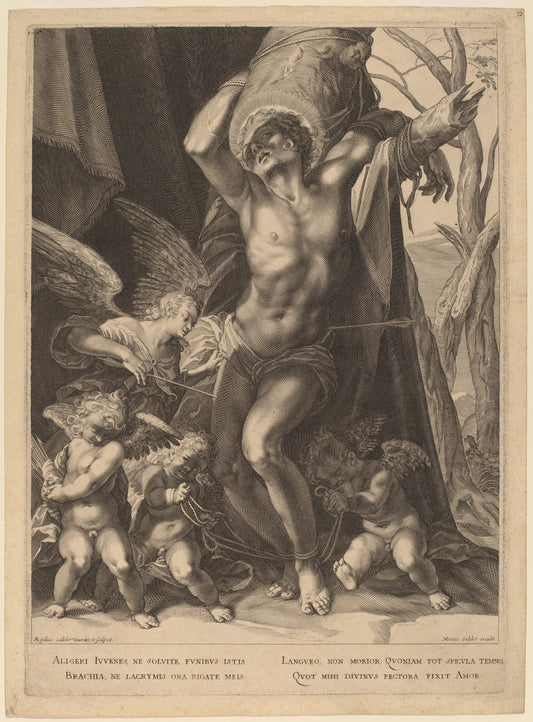 The Martyrdom of Saint Sebastian by Aegidius Sadeler II (Flemish, c. 1570 - 1629), 16X12"(A3)Poster Print