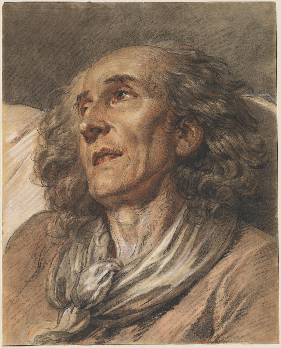 Bust of an Old Man by Jean-Baptiste Greuze (French, 1725 - 1805), 16X12"(A3)Poster Print