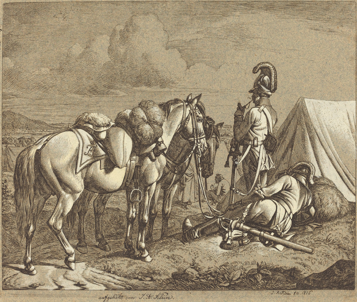 Austrian Dragoons by Johann Adam Klein (German, 1792 - 1875), 16X12"(A3)Poster Print