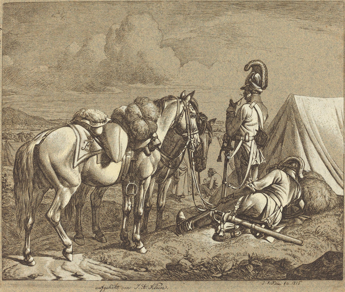 Austrian Dragoons by Johann Adam Klein (German, 1792 - 1875), 16X12