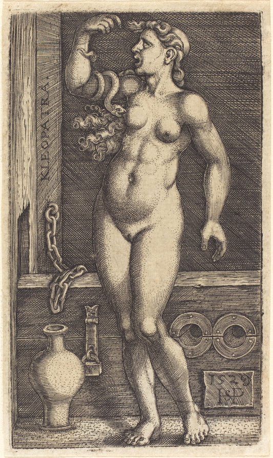Cleopatra Standing by Sebald Beham (German, 1500 - 1550), 16X12"(A3)Poster Print
