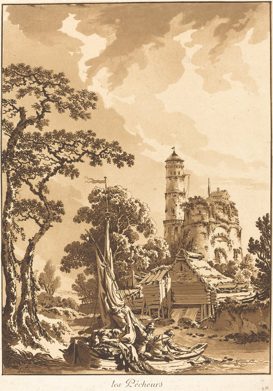 Les Pecheurs (The Fishermen) by Jean-Baptiste Le Prince (French, 1734 - 1781), 16X12"(A3)Poster Print