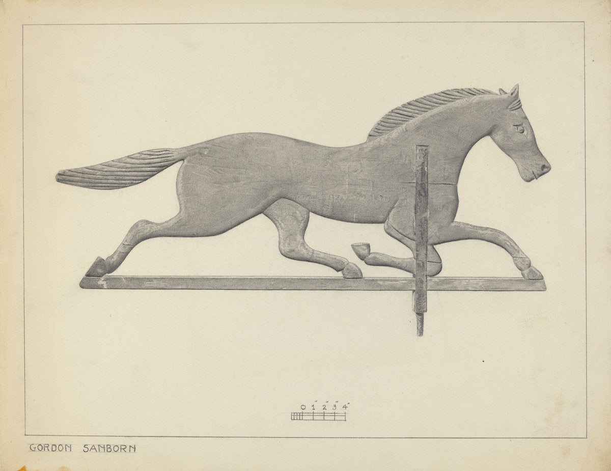 Horse Weather Vane by Gordon Sanborn (American, active c. 1935), 16X12"(A3)Poster Print