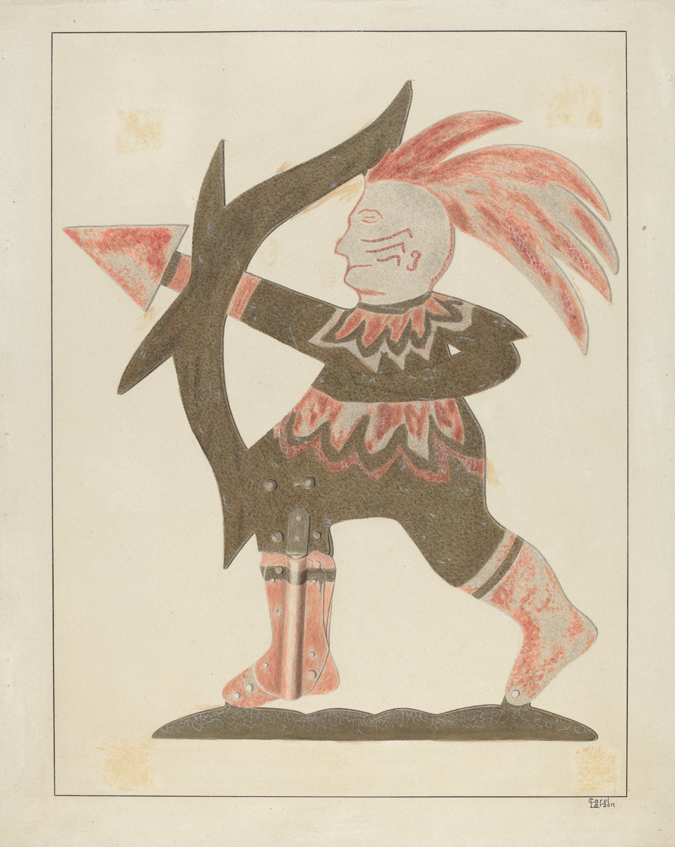 Indian Weather Vane by Carol Larson (American, active c. 1935), 16X12"(A3)Poster Print