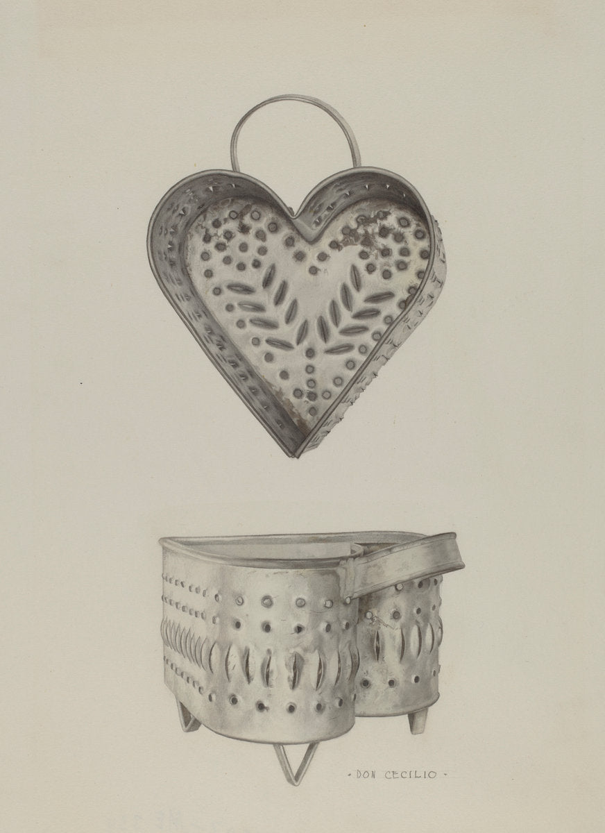 Pa. German Cottage Cheese Strainer by Don Cecilio (American, active c. 1935), 16X12"(A3)Poster Print