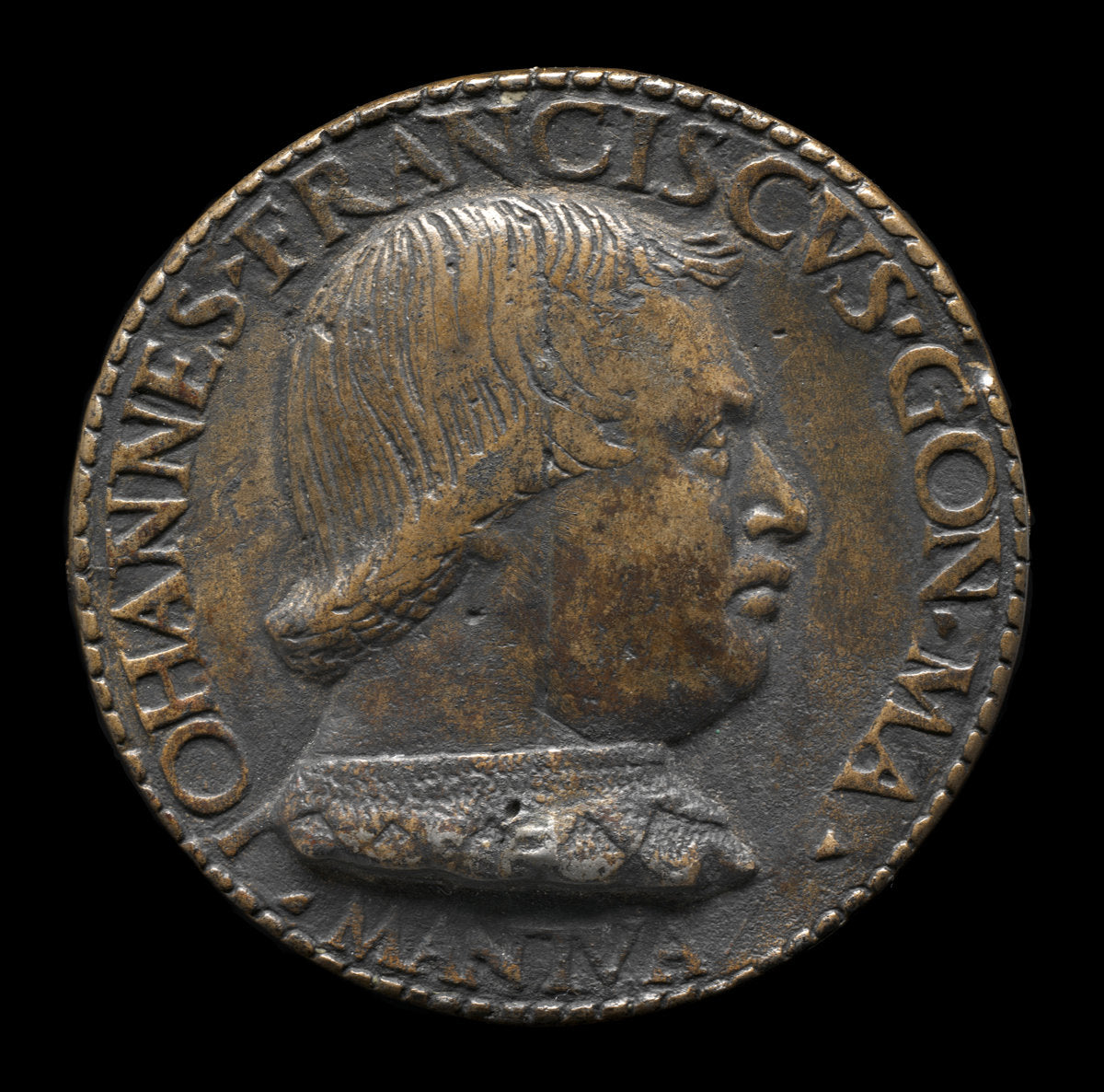 bronze by Mantuan 15th Century (Gianfrancesco Gonzaga di Rodigo, 1445-1496, Lord of Bozzolo, Sabbioneta, and Viadana 1478 [obverse]), 16X12"(A3)Poster Print