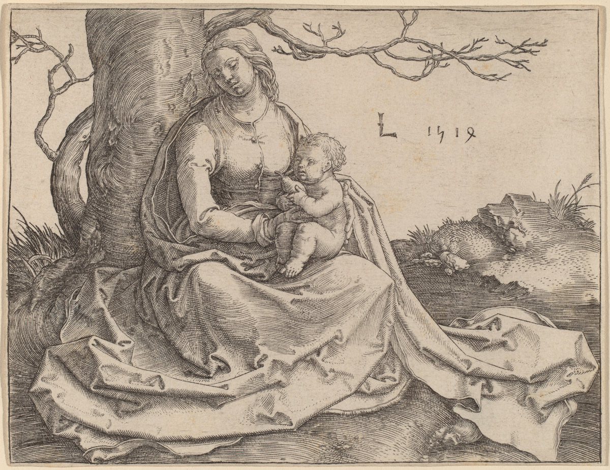 The Virgin Seated under a Tree by Lucas van Leyden (Netherlandish, 1489/1494 - 1533), 16X12"(A3)Poster Print