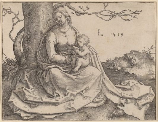 The Virgin Seated under a Tree by Lucas van Leyden (Netherlandish, 1489/1494 - 1533), 16X12"(A3)Poster Print