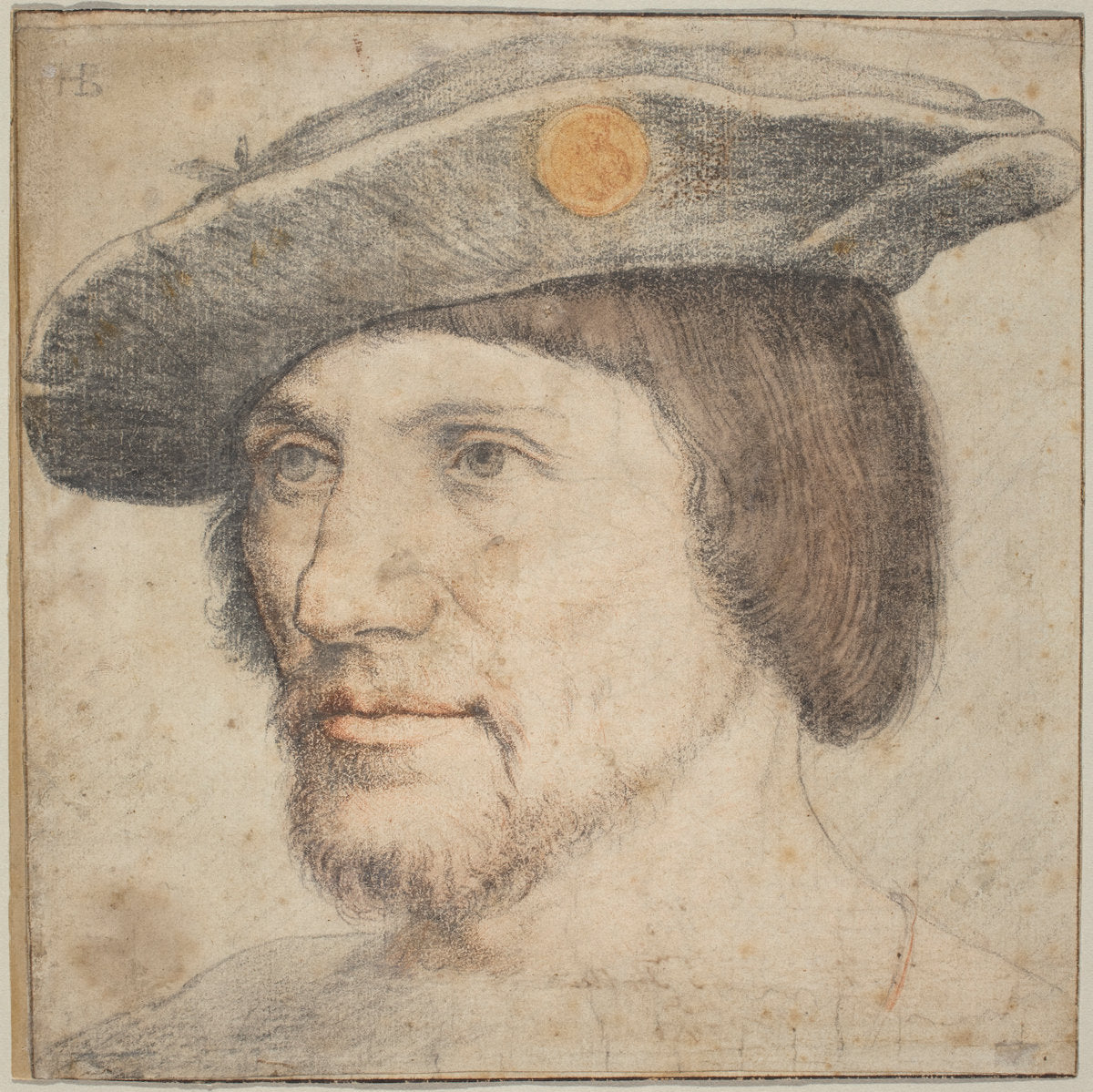 1520/1540 by German 16th century (Augsburg) (Portrait of a Man Wearing a Hat with a Medallion), 16X12"(A3)Poster Print