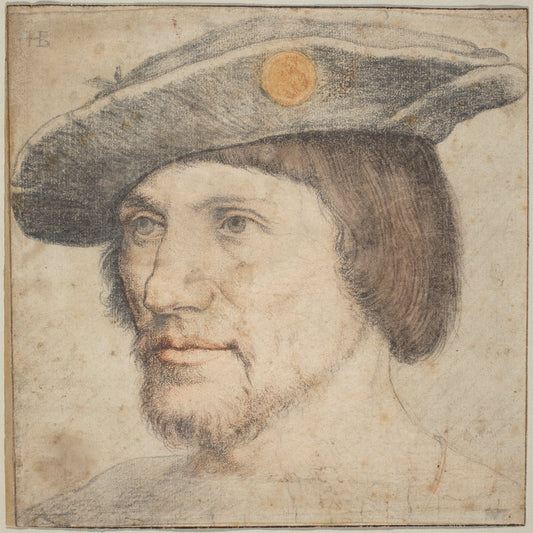 1520/1540 by German 16th century (Augsburg) (Portrait of a Man Wearing a Hat with a Medallion), 16X12"(A3)Poster Print