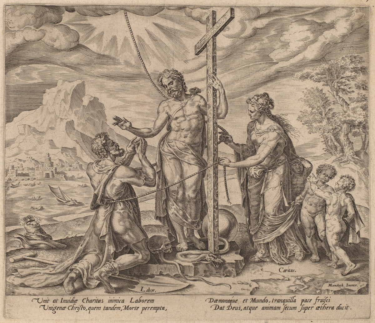 The Diligent Worker United with Christ after Death by Philip Galle after Maerten van Heemskerck (Flemish, 1537 - 1612), 16X12"(A3)Poster Print