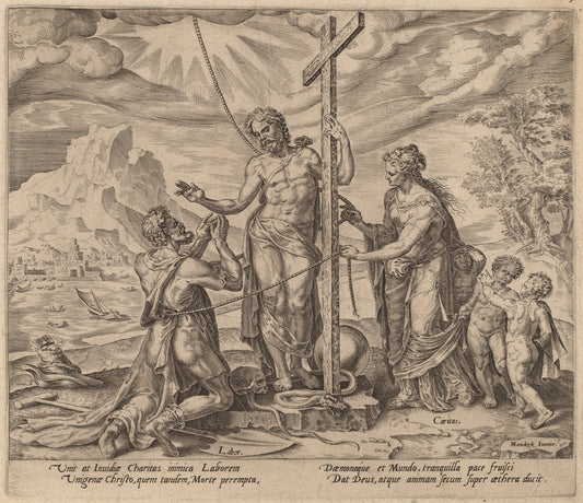 The Diligent Worker United with Christ after Death by Philip Galle after Maerten van Heemskerck (Flemish, 1537 - 1612), 16X12"(A3)Poster Print