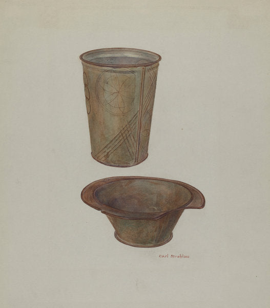 Pa. German Shaving Mug and Basin by Carl Strehlau (American, active c. 1935), 16X12"(A3)Poster Print